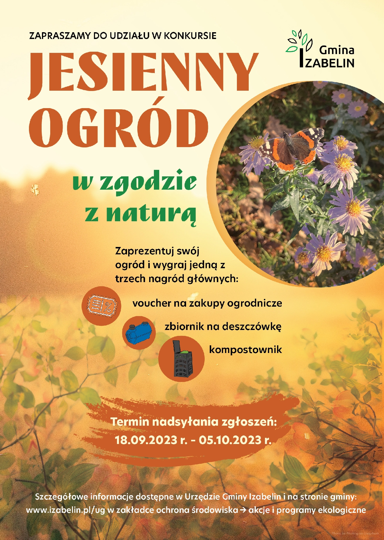 Plakat informacyjny o konkursie - Jesienny ogród w zgodzie z naturą   